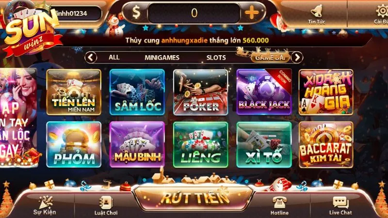 Chơi game bài Xì dách Hoàng Gia Sunwin nhận thưởng